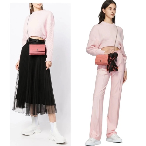 ALEXANDER MCQUEEN Calfskin Crocodile Embossed Skull Mini Crossbody Bag WOC NEW - Picture 3 of 16